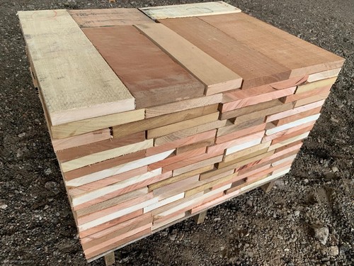 Red grandis hardwood - red, slab